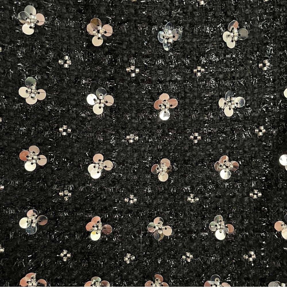 Storia Sequin Tweed Clovers Flowers Side Slit Mini Party Dress Size Large - Picture 7 of 16